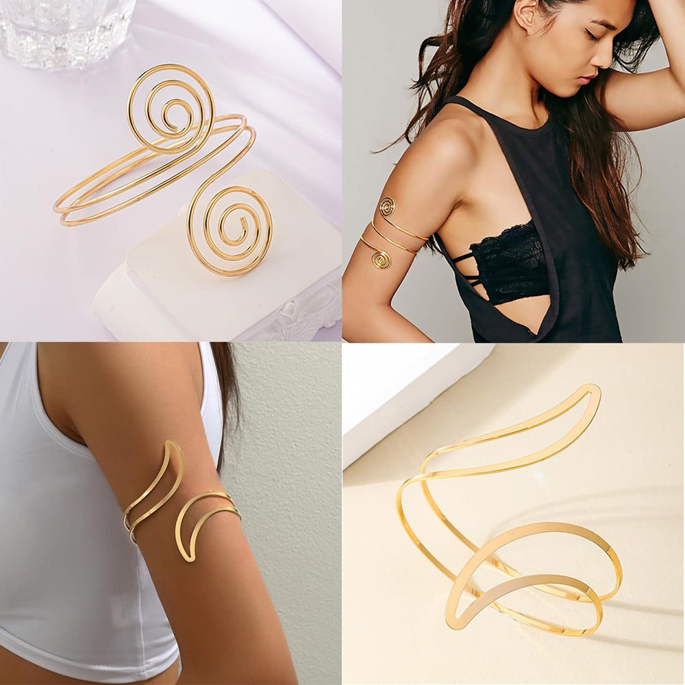 Alloy Armband Swirl Upper Arm Cuff Bracelet Sets Egyptian Costume Acces for Women Girl Armlet Bangle Body Jewelry