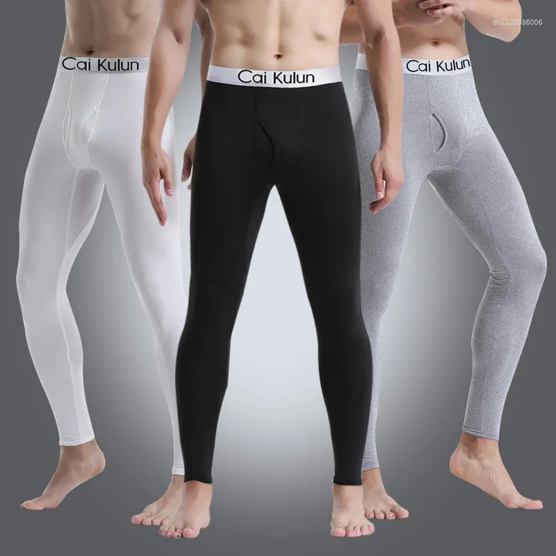 Men's Pants 2025 Thermal Underwear Men Thin Fleece Leggings Elastic Underpants Solid Color Render Slim Clothing Soft