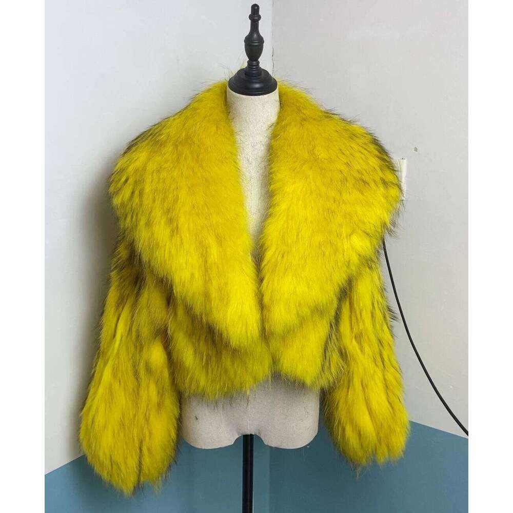 2024 Real Coat Winter Jacket Women Natural Fox Fur Raccoon Outerwear Turn-Down Collar Thick Warm Female Streetwea 250806