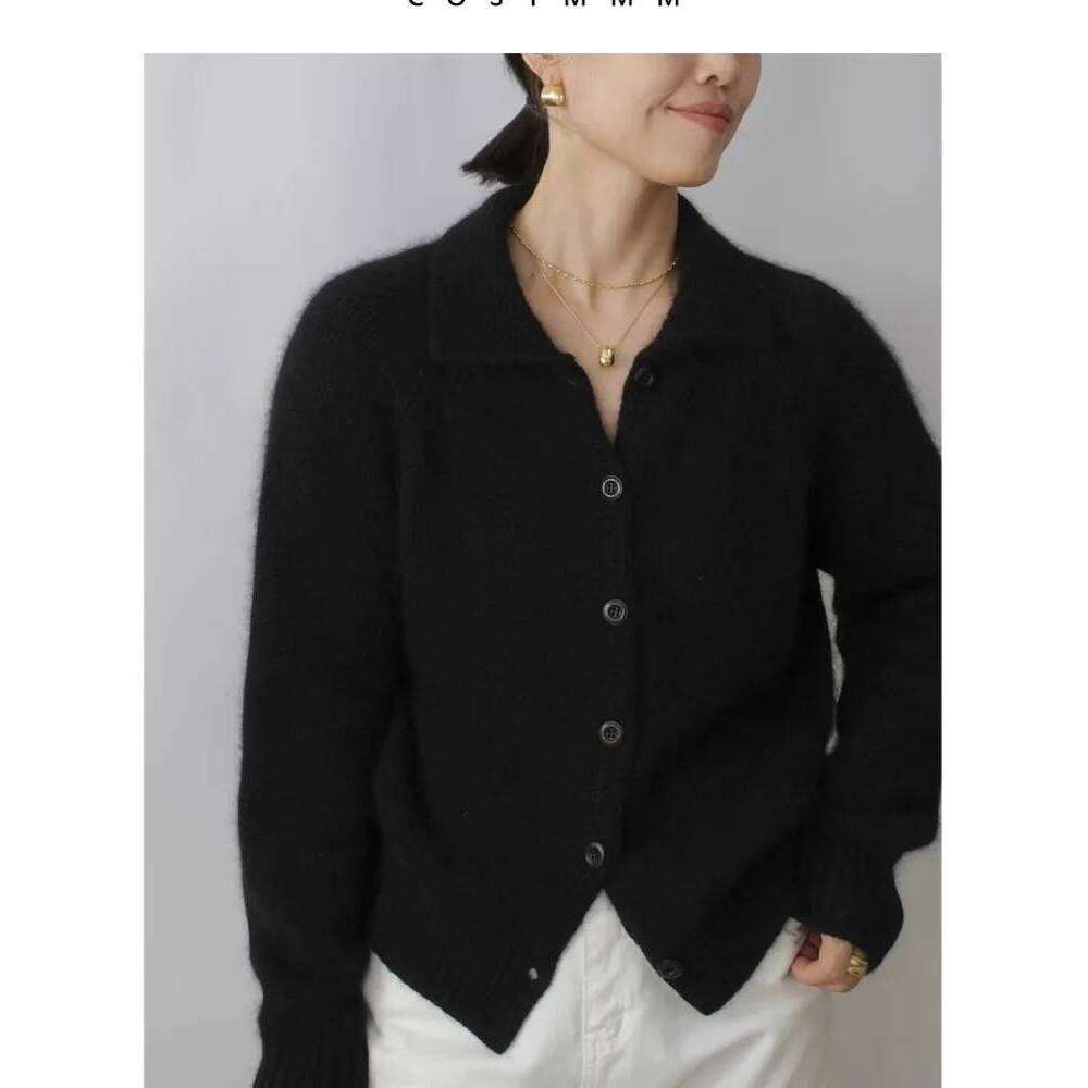 Autumn And Winter New Cashmere Cardigan Women's Thick Lapel French Single Breasted Wool Knit Sweater Coat Trend 250806