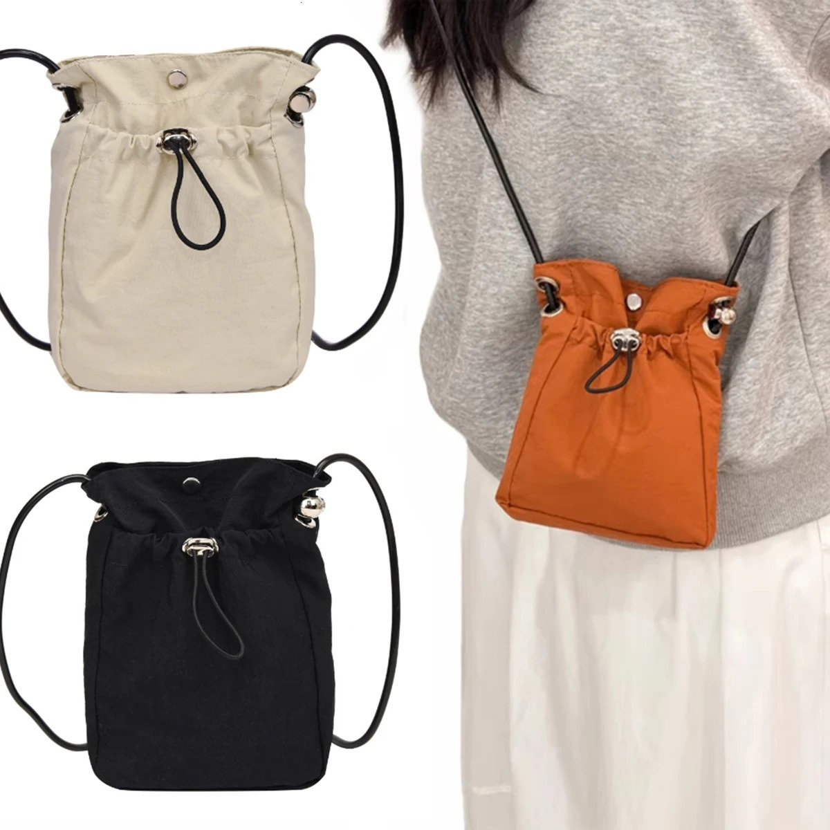 Nylon Crossbody Bag Soft Mini Phone Wallet Multifunctional Square Shoulder Bag Crossbody Purse Canvas Purse Messenger Bag 250731