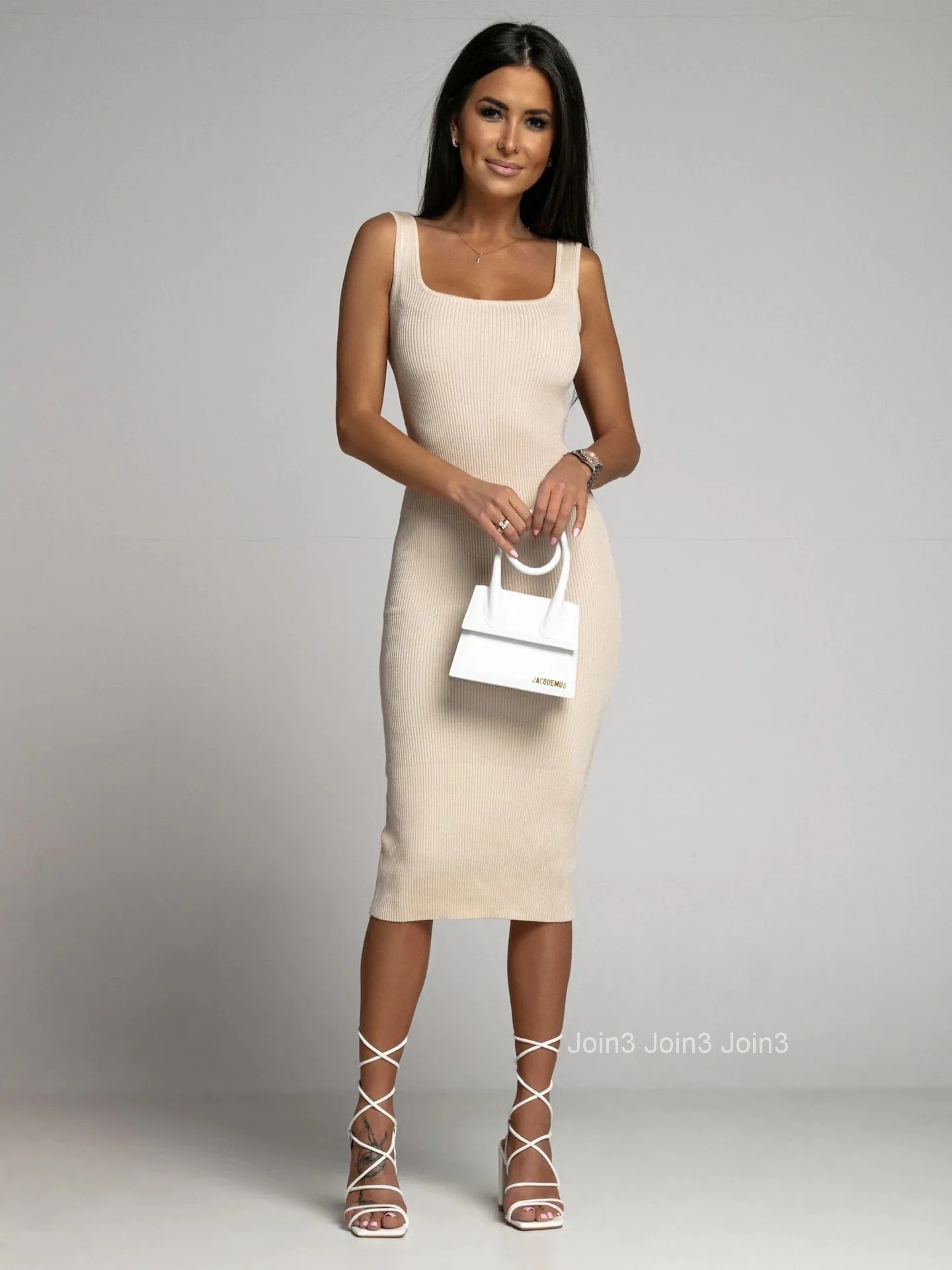 Summer Sexy Womens Dress White Ribbed Bandage Dresses Long Dresses Female Clothing Trendy Fashion Elegant Skinny Ladies