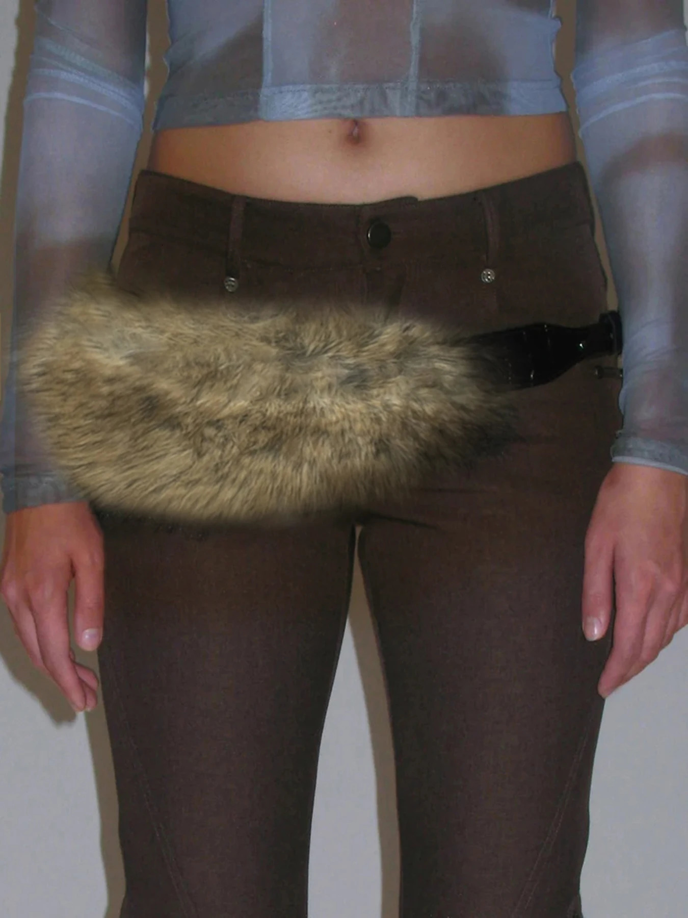 Fashion Chic Faux Fur Pu Belt Women All-Match Wild Y2k Retro Trendy Accessorie 250730