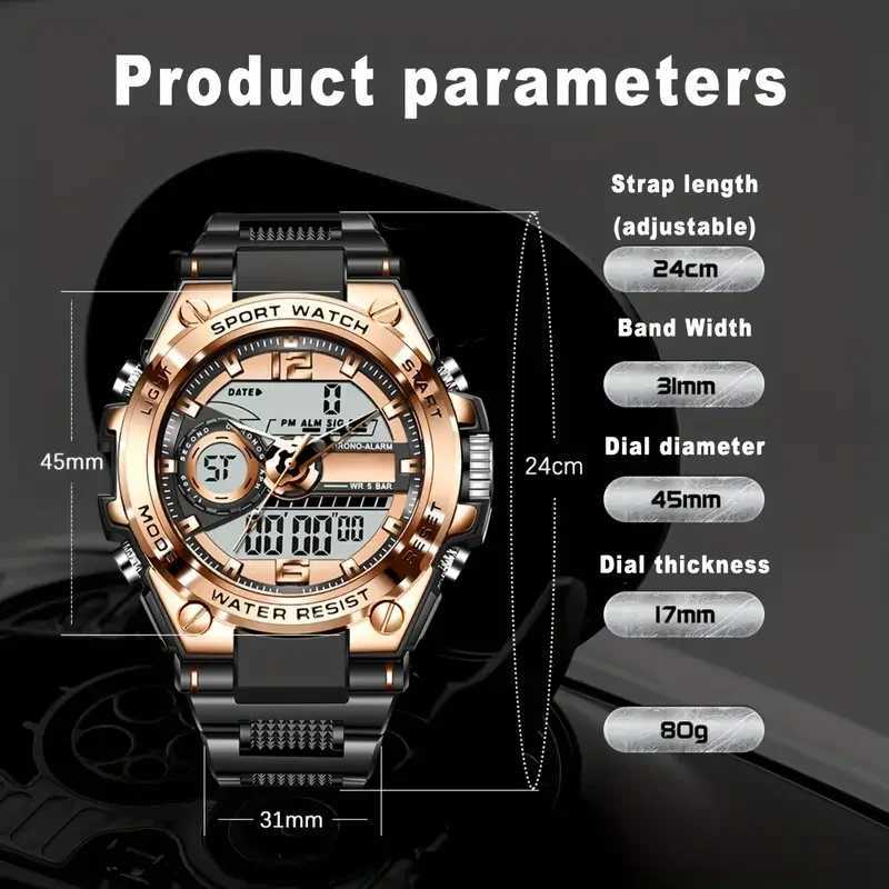 Digital Men Steel Military Wrist LED Quartz Clock Sport Male Big es Men Watches W250806