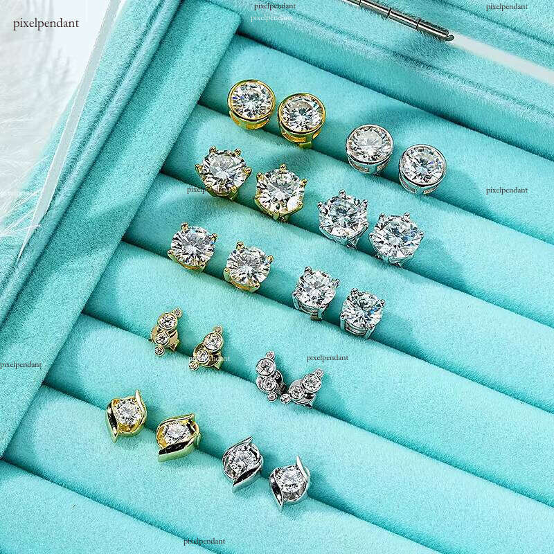 0.5ct 1CT 2CT 3CT Gold Plated Sterling Sier VVS Silicon Stone Earrings with Gra Certificate