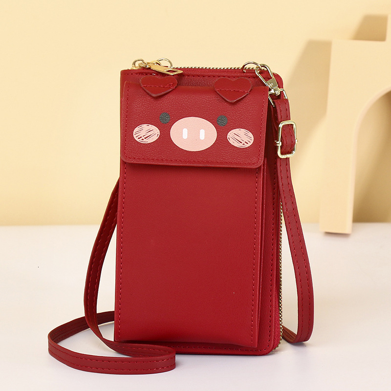 New Women's Wallet Vertical Style Single Shoulder Crossbody Small Fashion Simple Ins Cute Piggy Phone Bag