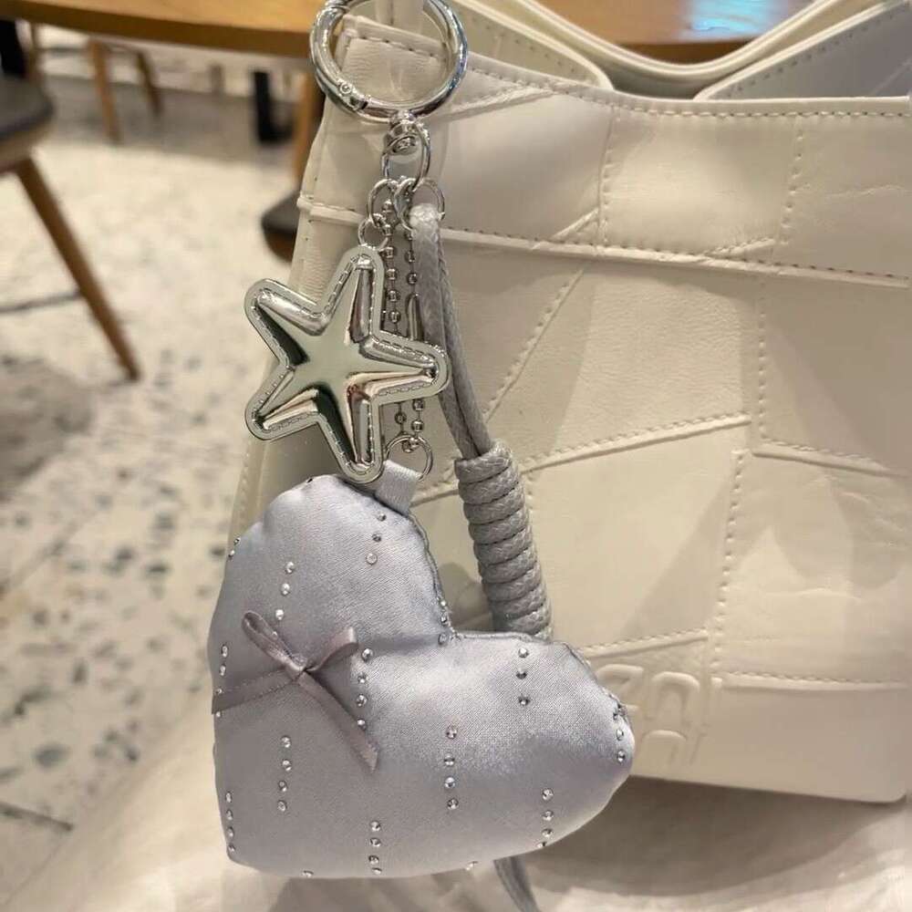 DHpet_wholesale Kawaii Bow & Heart Phone Charm - Cute Korean Style Acetate Keychain for Girls, Bag Accessory (28g) in Pink/Grey/Cream