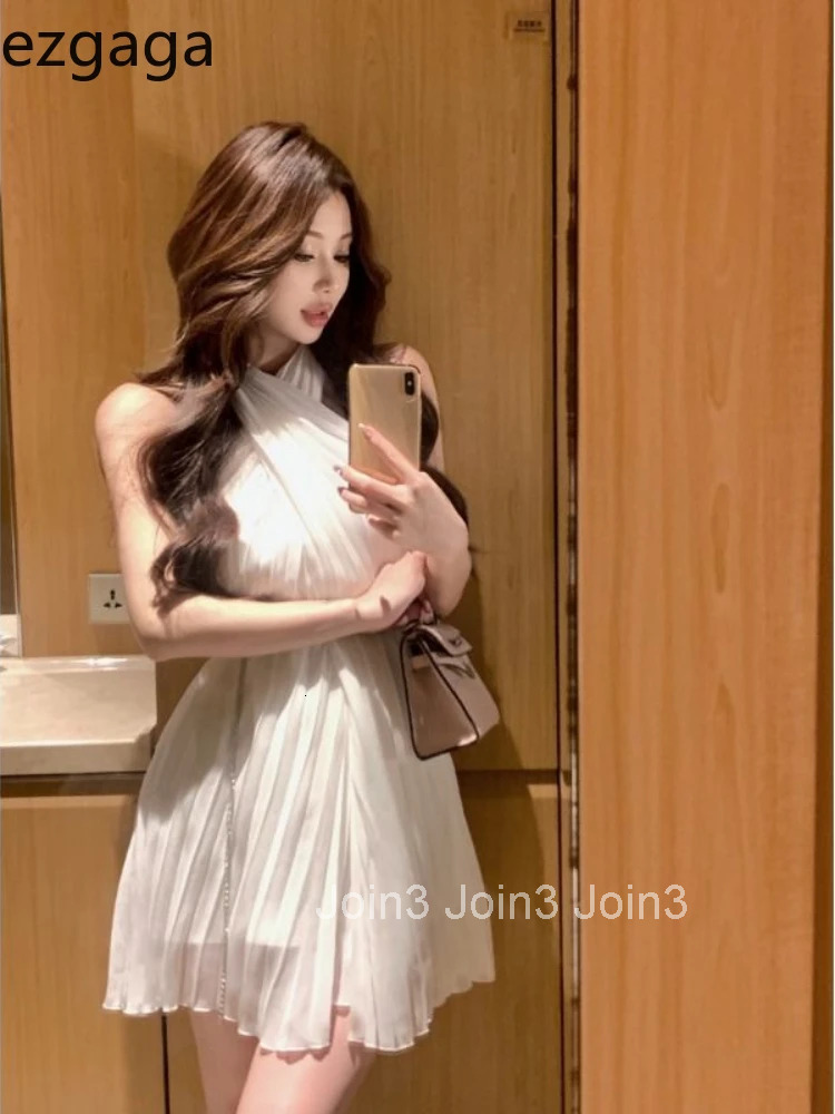 Women Dresses Sleeveless Halter Slim Elegant Summer Fashion French Style Party Mini Dress Ladies Sexy Clubwear Fashion