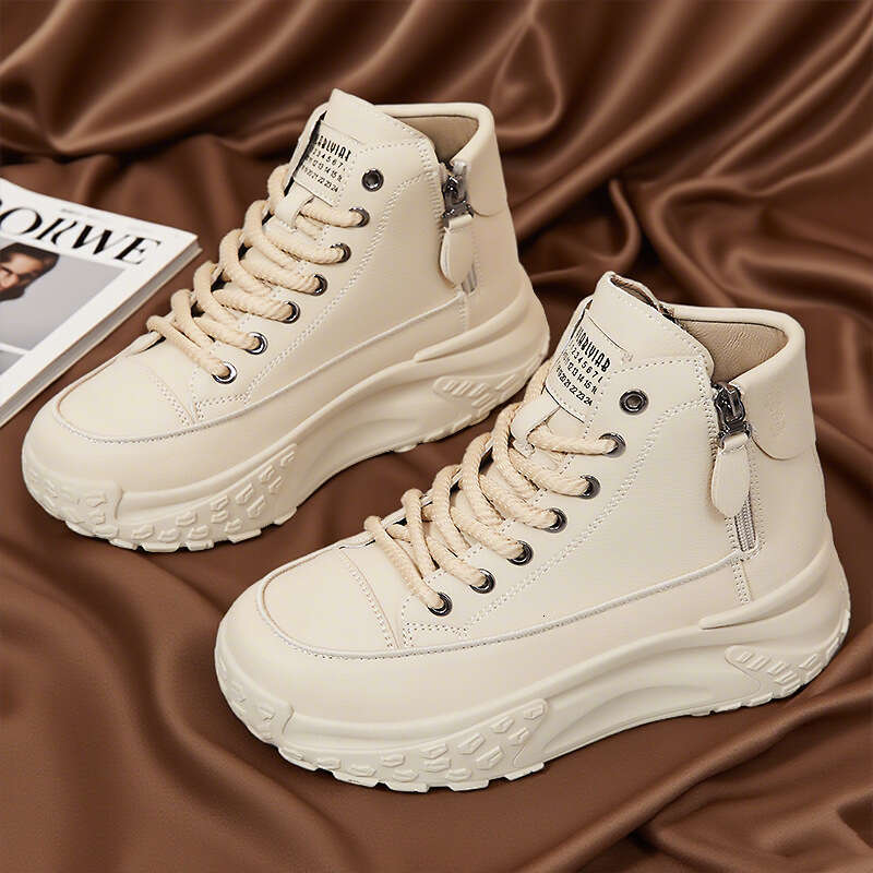 New Fashion Versatile Mid-Calf for Women Casual Thick-Soled Sports White Shoes Soft Sole Comfortable Women's Single Shoes