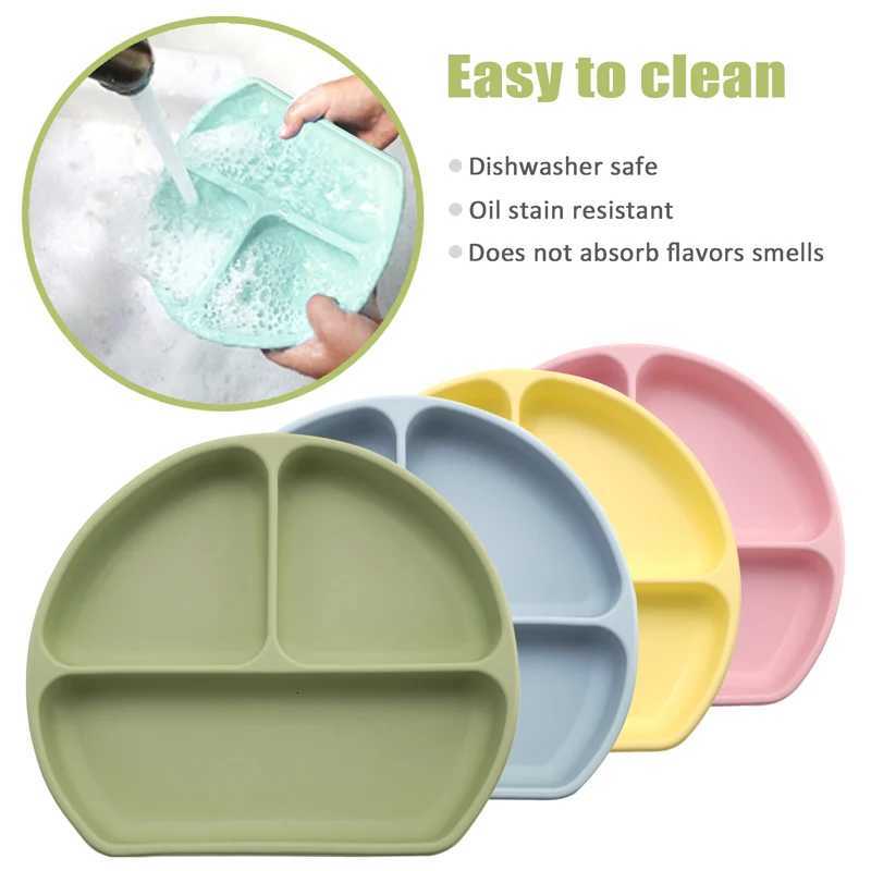 Fashion Baby Silicone Plate Kids Bowl Plates Keep Fresh With Lid Divided Dinner Plate Waterproof and Heat Insulation Kids Tableware X250806