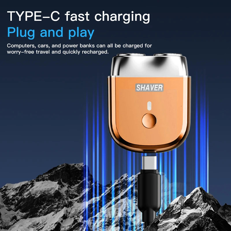 Mens Magnetic Electric Shaver With Double Floating Head Portable Travel Cordless Razor 2 Speed Adjustable Mini Beard Trimmer 250805