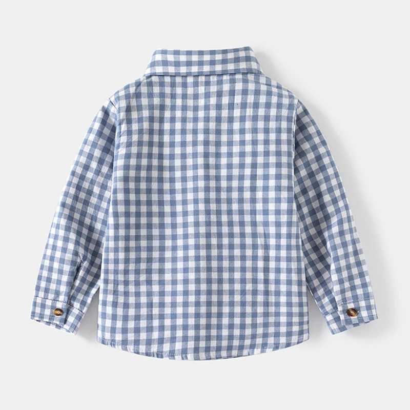 1EAL Spring Autumn Long Sleeve Boys Plaid Shirts Casual Classic Turn-down Collar Tops With Pocket For Children Kids Clothes X250806