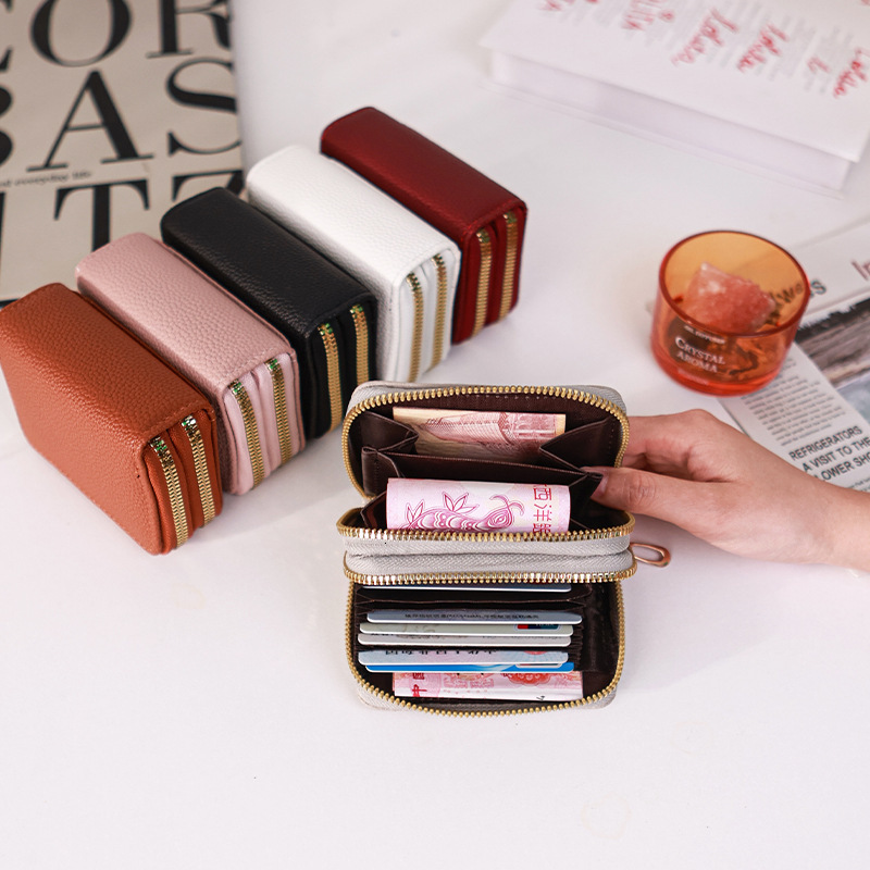 Hot Selling Women's Wallet Multi-Card Slot Double Layer Zipper Transparent Window Accordion Fashion Large Capacity Card Holder for Women
