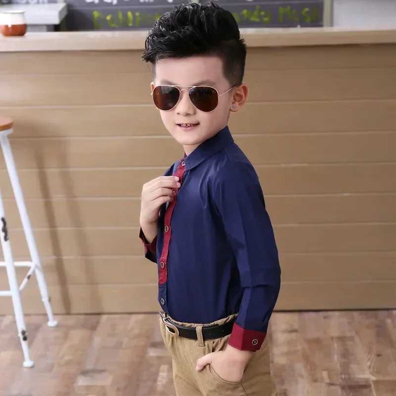 Boys Blouses Long Sleeved Shirts England Style Outerwear Kids Necktie Jacket 2024 Spring Autumn 2 To 10Yrs Childrens Clothing X250806