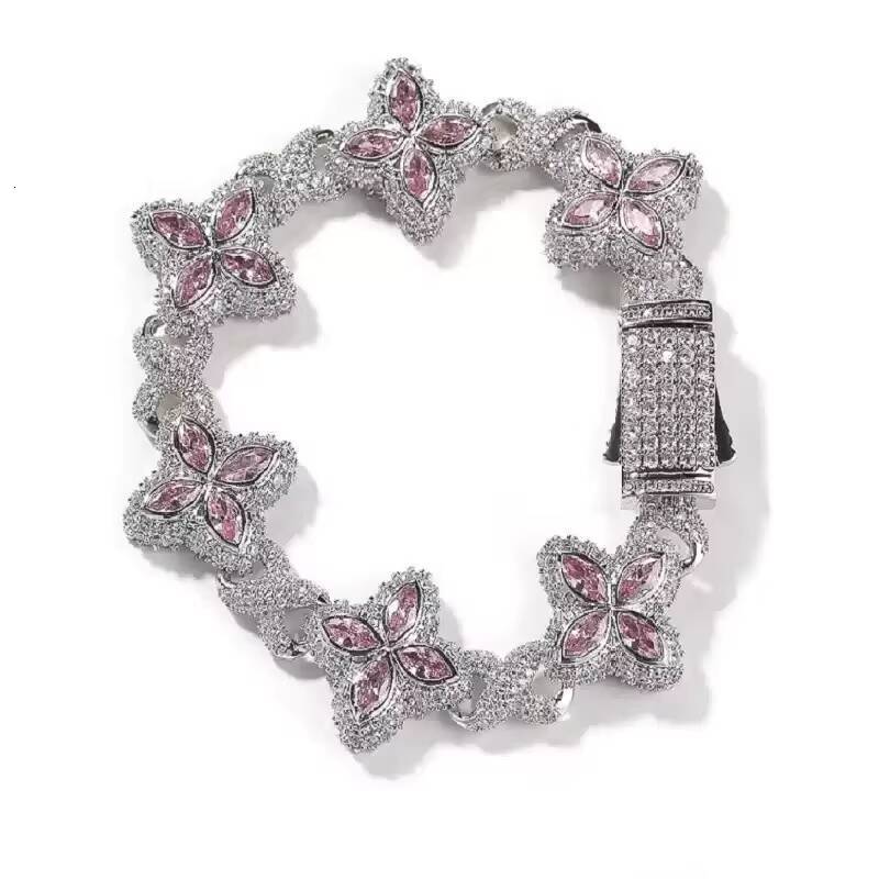 VOAINO Hip-hop Rap Infinite Four-leaf Clover Bracelet Cool Hipster Handsome Gold Set With Colored Lab Grown Diamonds Bracelet