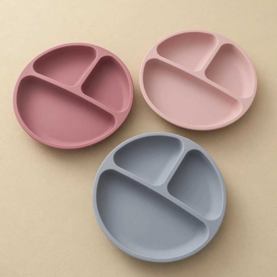 100% BPA Free Solid Color Dishes Children Dishes Suction Plates Silicone Baby Dining Plate For Toddlers Baby Training Feeding Bowl X250806
