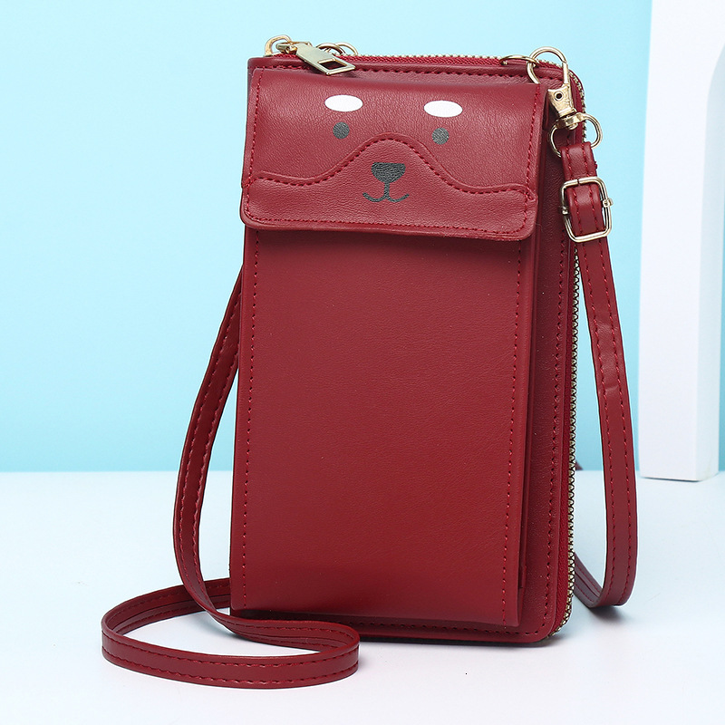 New Women's Wallet Long Style Single Shoulder Crossbody Small Simple Versatile Ins Cute Bear Phone Bag