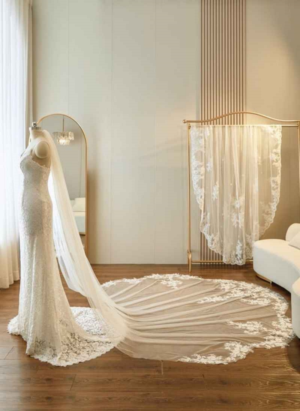 Soft Tulle Bridal Veil Lace Applique White Ivory One Layer With Comb Long Cathedral Veil Wedding Accessories