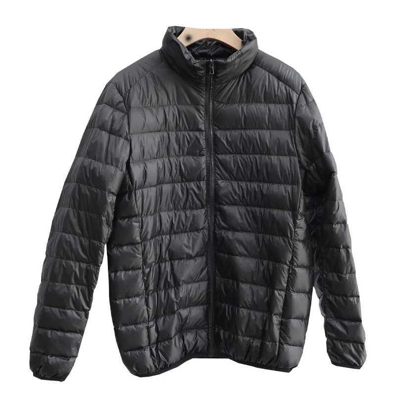 Schinteon Men Ultralight White Duck Down Jacket Thin Coat Stand Collar Spring Autumn Casual Simple Outerwear New W250806