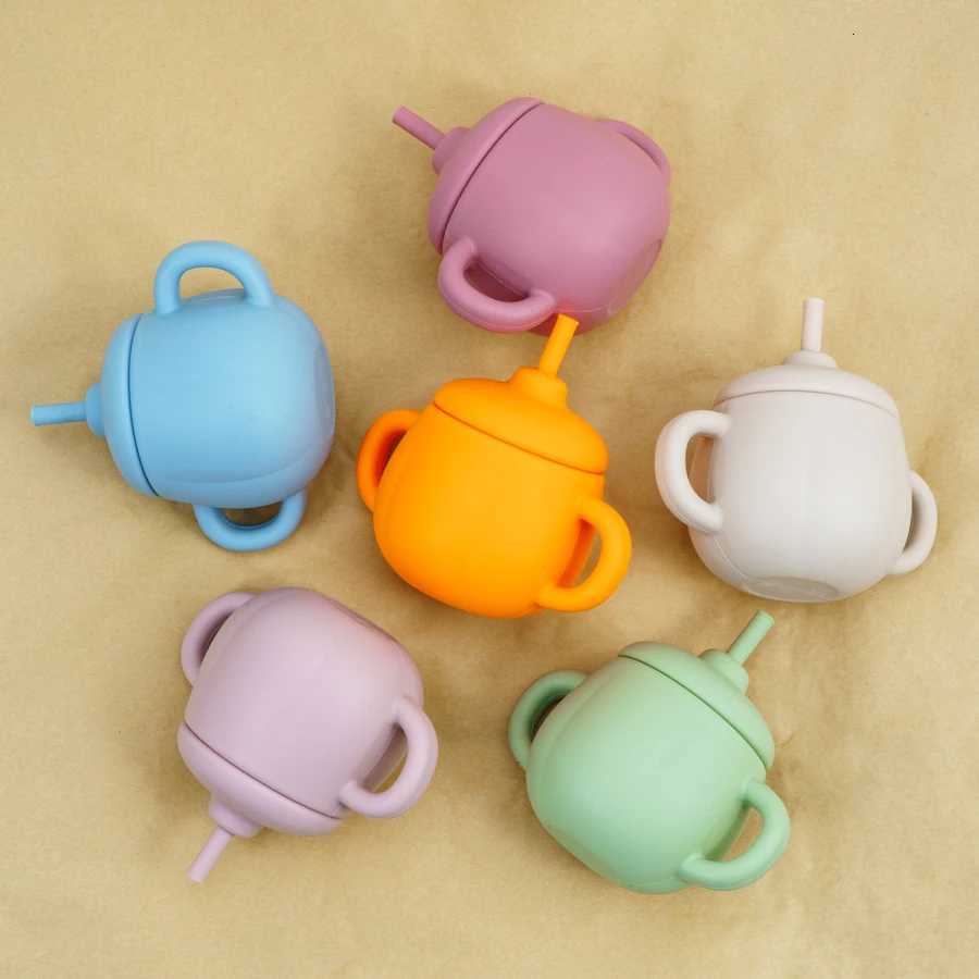 1PCS Baby Silicone Straw Cup BPA Free Portable Storage Snack Container Feeding Cup Kids Learning Drink Cup Water Bottle X250806