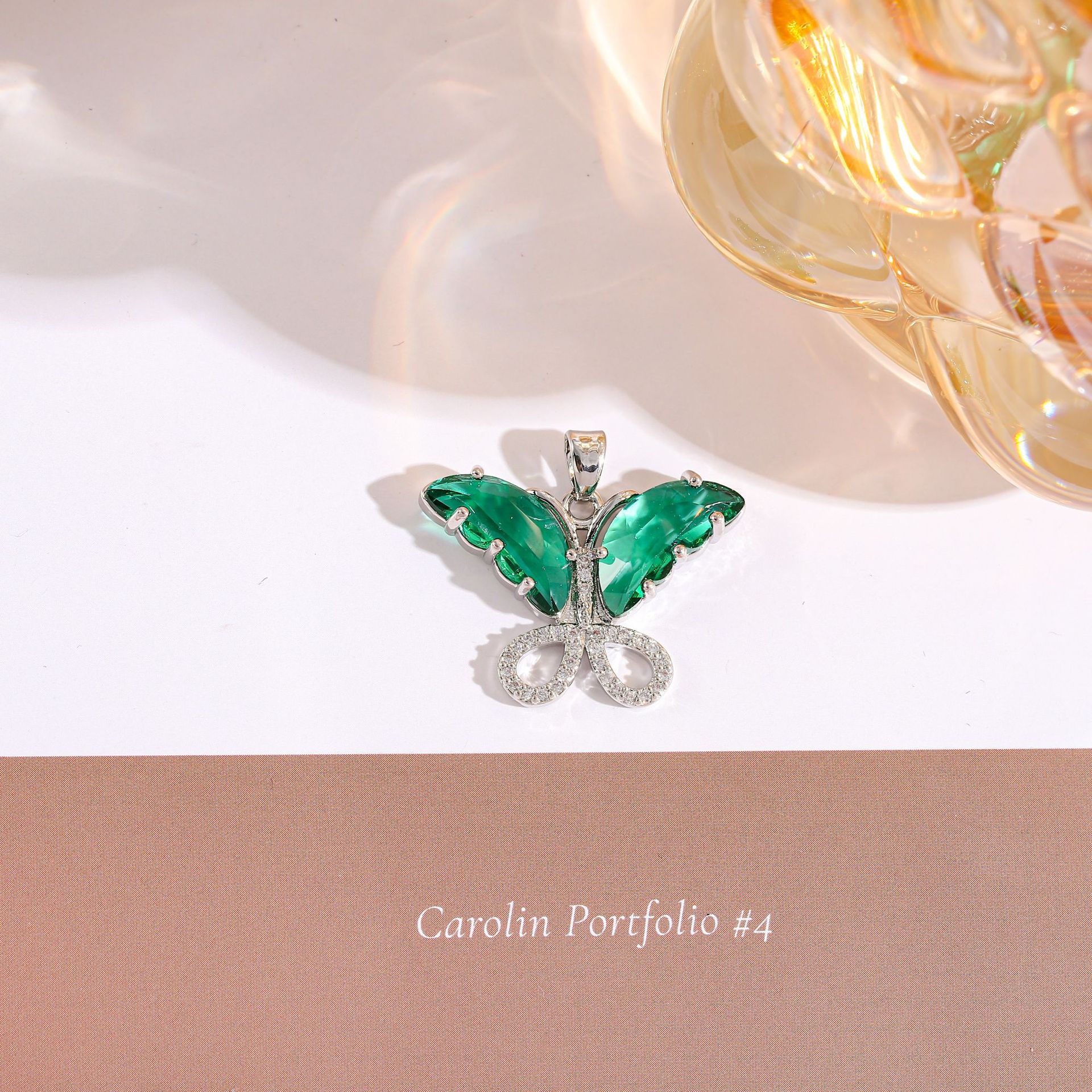 Glass copper edging double-sided three-dimensional wing butterfly Charms DIY jewelry accessories necklace material