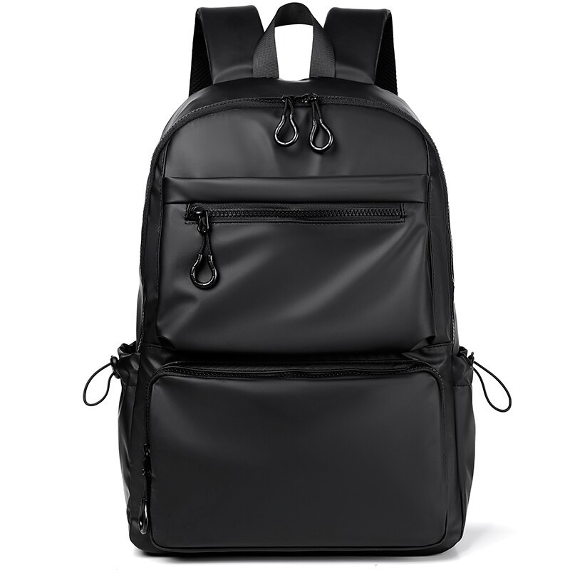A 14 Inch Mens Backpack Large Capacity Travel Leisure Solid Color Pu Computer Backpack Fashion Men And Women Students Schoolbag 250625