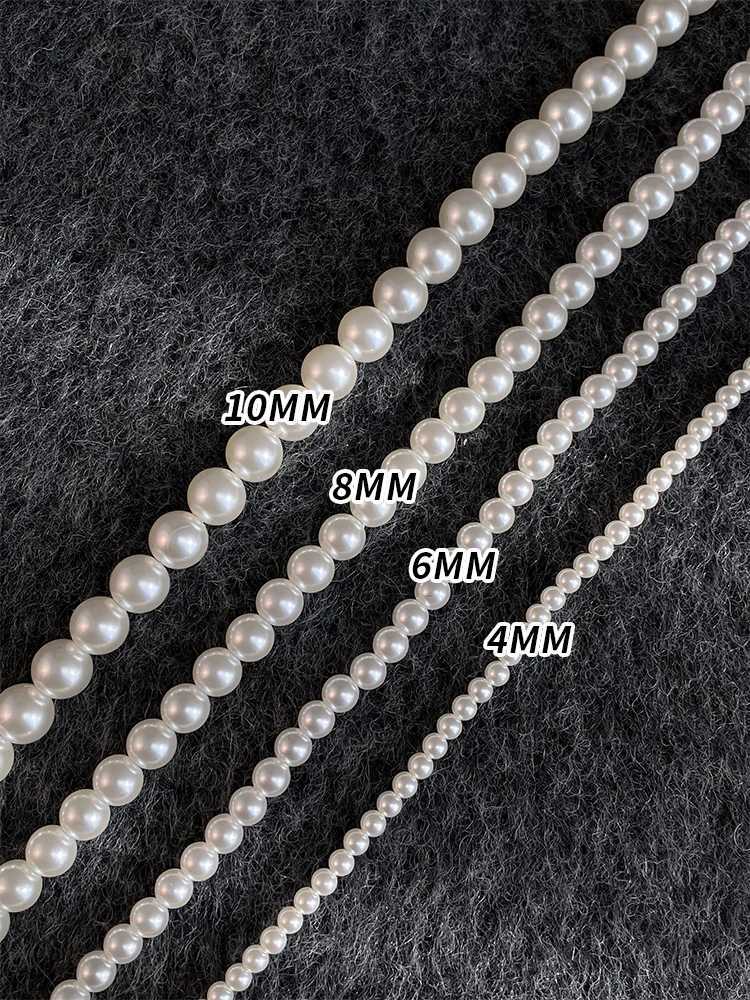 Girls Imitation White Pearl Magnetic Round Buckle Beaded Chain Necklace 2025 New Collarbone Chain Elegant Jewelry for Women Y250805