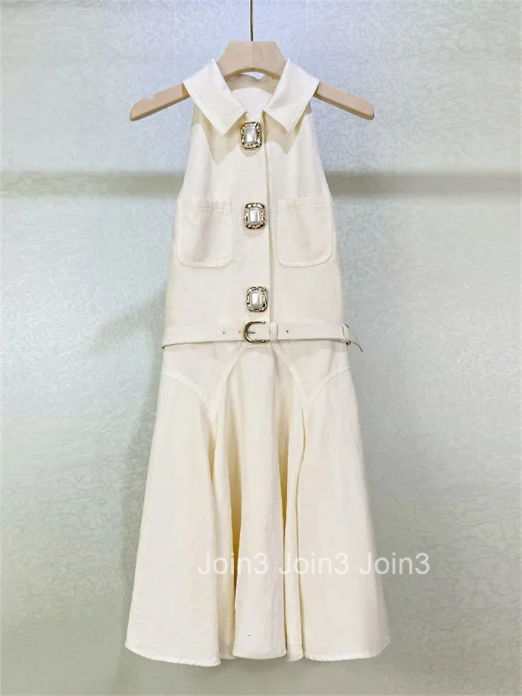 Halter Neck Tank Dress for Women Sleeveless Turn-down Collar Elegant Summer Lady Mini Robe with Sashes