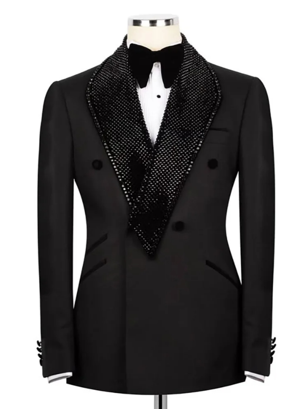 Exquisite Wedding Tuxedos Beaded 1 Piece Set Jacket Men Suit Shawl Lapel Groom Evening Business Blazers Customized