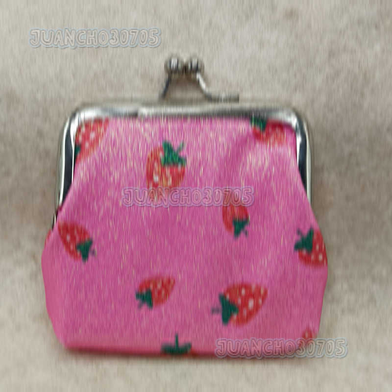 New Glitter Gold Powder Printed Strawberry Coin Purse Clutch Short Lipstick Organizer H250806