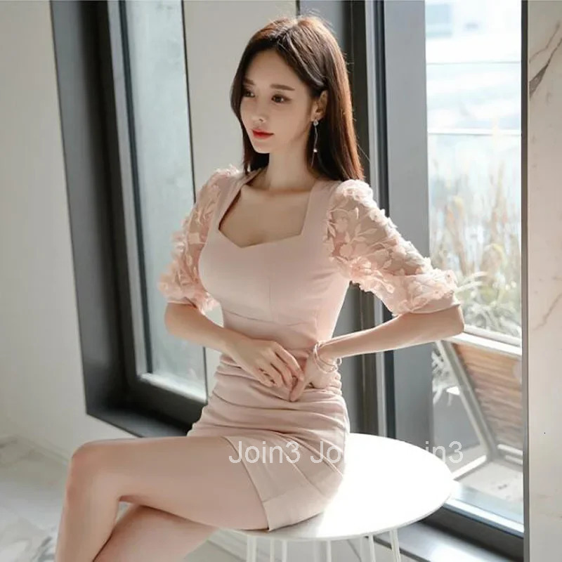 Elegant Korean Style Collarless Mesh Splice High Waist Slimming Dress For Women Summer New Arrival Smooths Your Silhouette