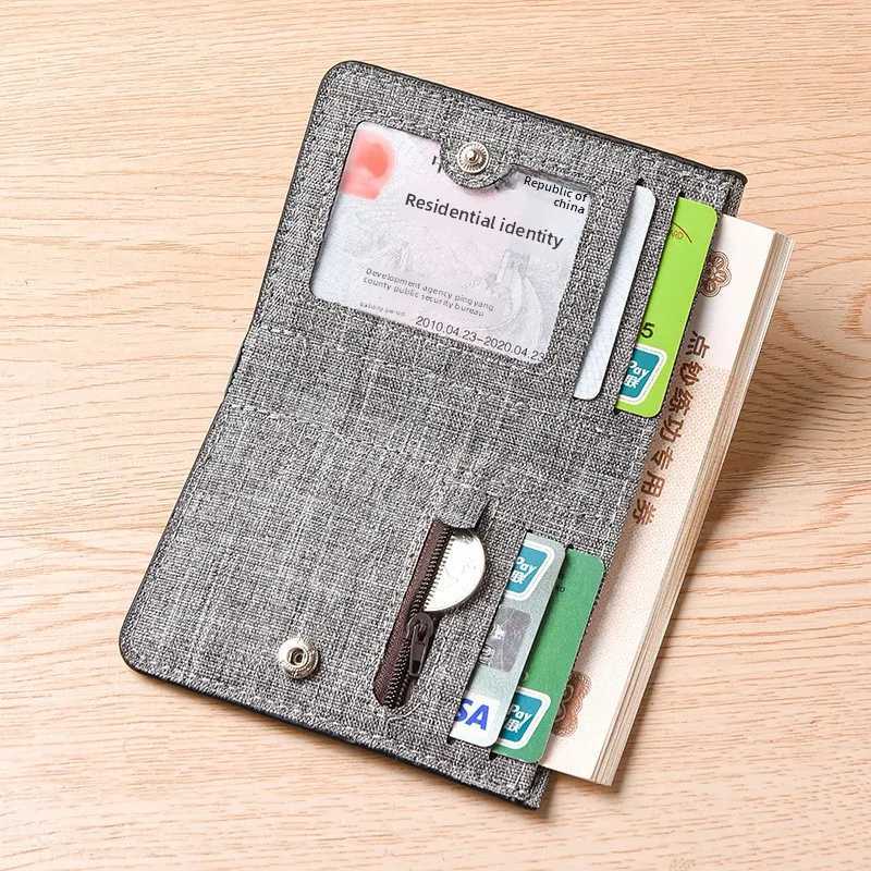 Mens Minimalist Vertical Canvas Wallet with Multiple Card Slots Personalized Student Wallet Ultra-Thin Folding Small Wallet XJ250806