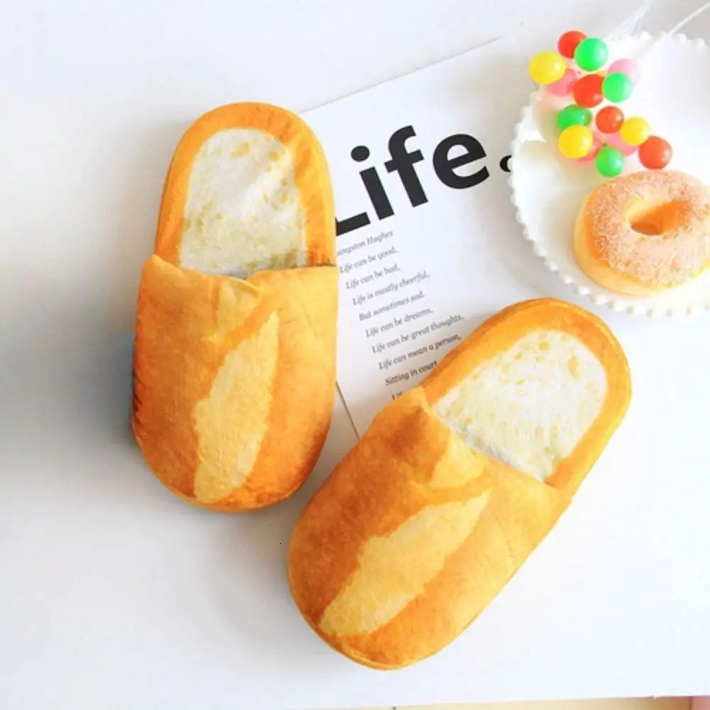 Creative Simulation Bread Slippers Soft Bottom Funny Plush French Bread Slippers Thick Sole Shoes 3D Bread Slides Bedroom 250731