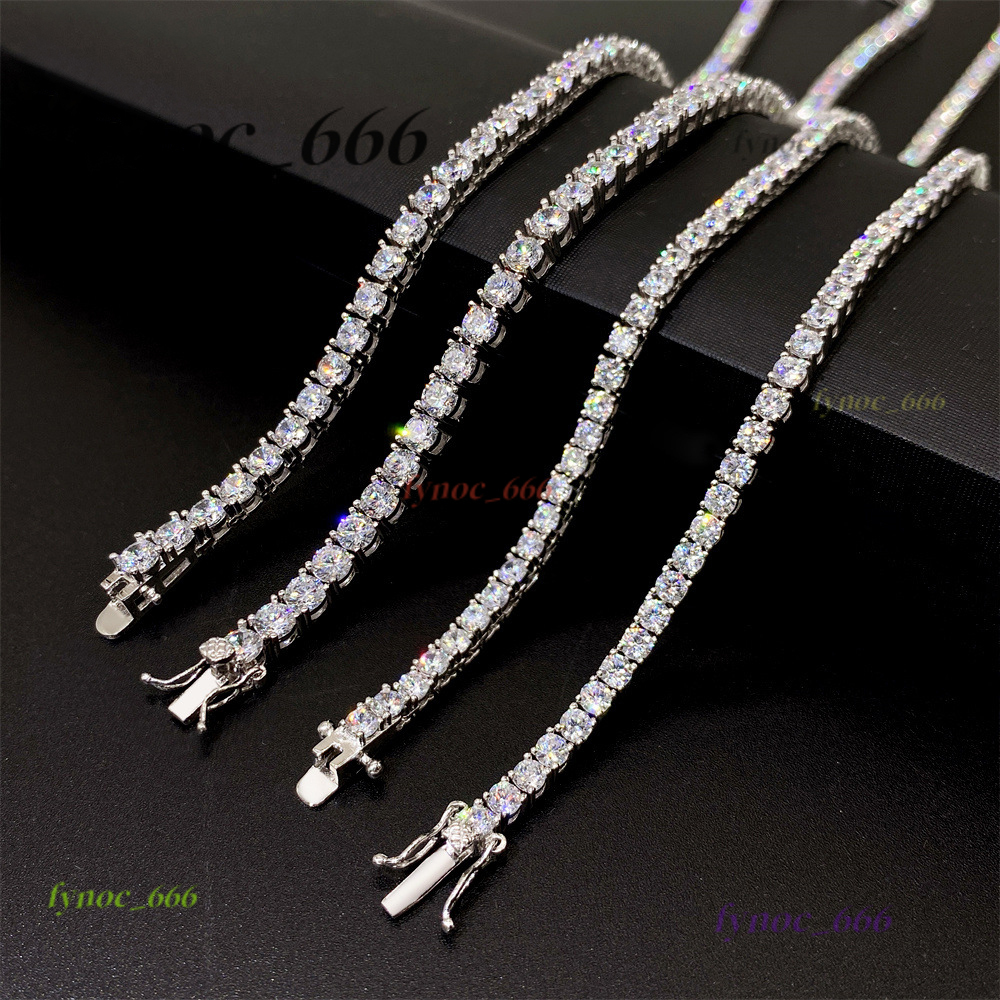 2025 Hot Selling Sterling Silver Moissanite Tennis Chain Hip Hop Style Necklace