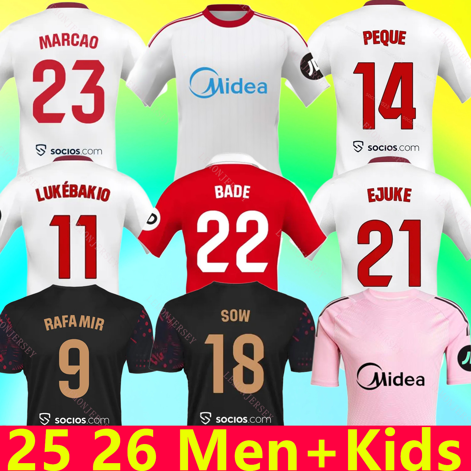 Sevilla 2025 2026 soccer jersey SERGIO RAMOS SOW FC 25 26 football shirts Men kits Kids Equipment Camiseta Futbol sevilla Retro