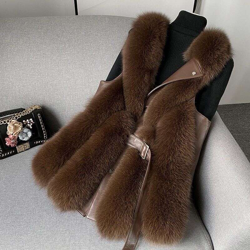 Women's Clothing 2024 Stylish Winter Outer Wear Thickened Fox Fur Vest Jacket Fashionable Young Style