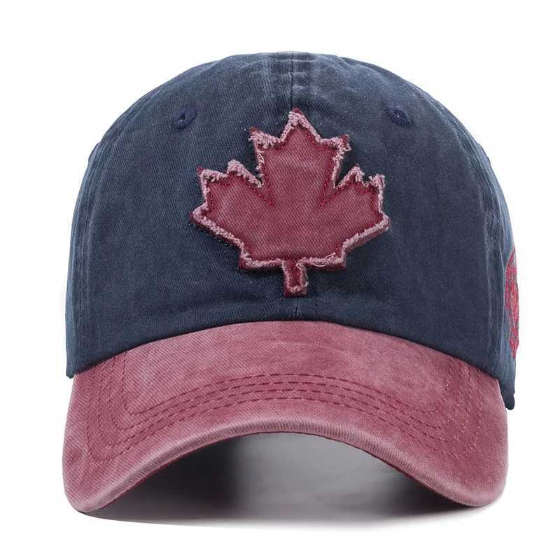 Unisex Washed Cotton Vintage Canada Big Maple Leaf Embroidery Baseball Men And Women Outdoor Sports Hats Y250805