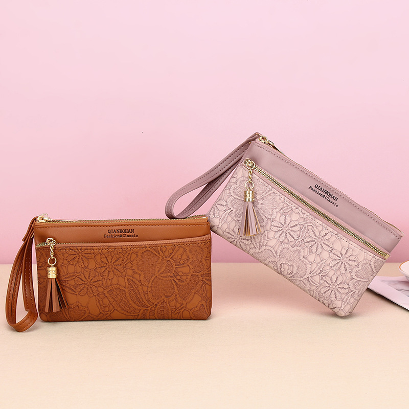 Women's Long Korean Version Embroidered Large Capacity Zipper Clutch Fashion Wallet