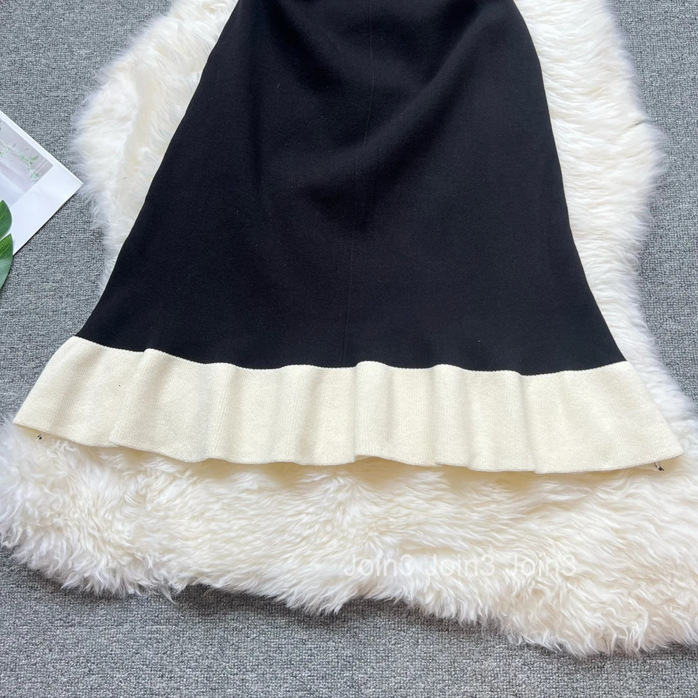 YuooMuoo Chic Fashion Elegant Patchwork Knitted Mermaid Dress Summer Women Pearls O-neck Wrap Hips Party Dress Vestidos