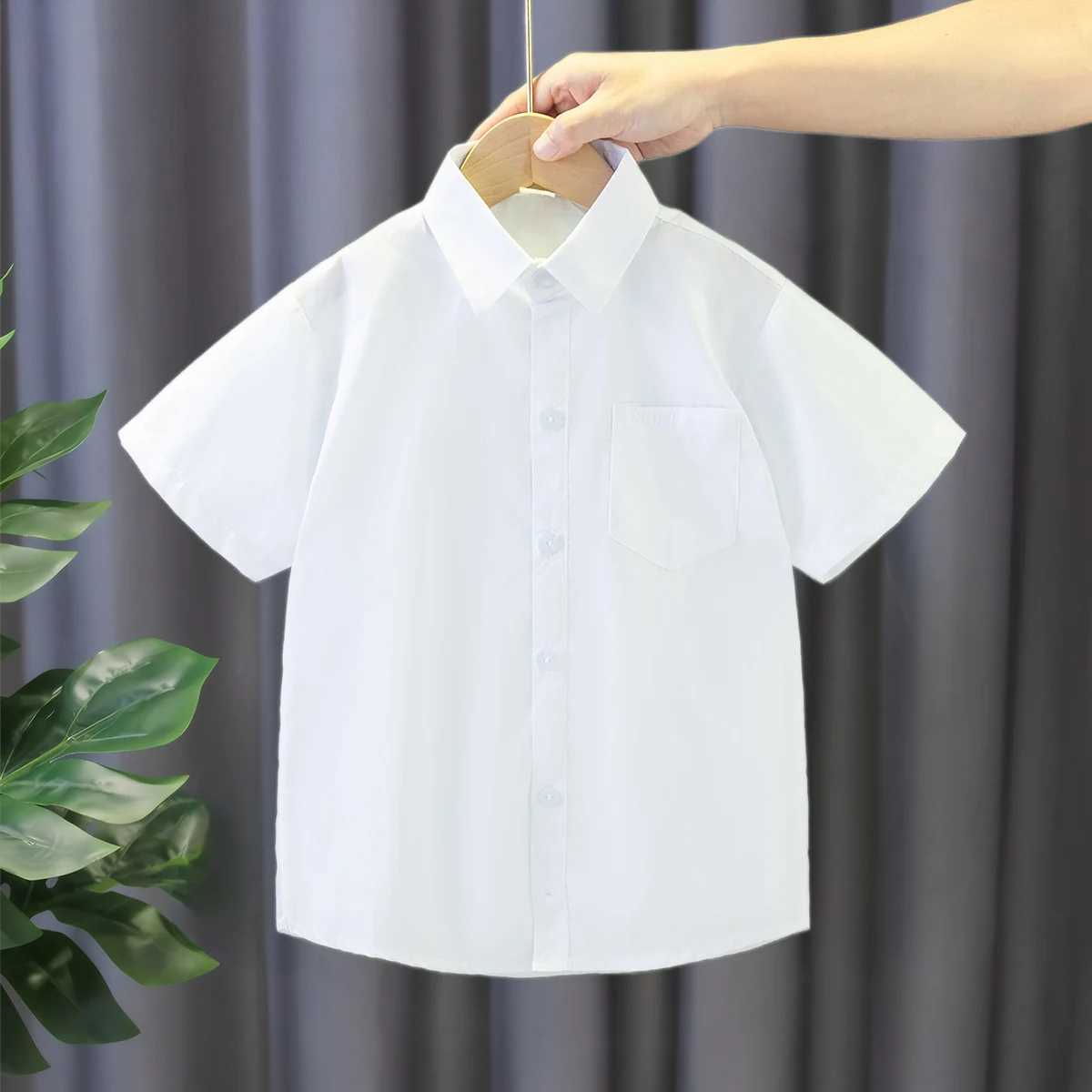 Summer New Baby Boy Shirt Simple Style White Short Sleeved Childrens Clothing Suitable for Heights of 120-180cm X250806