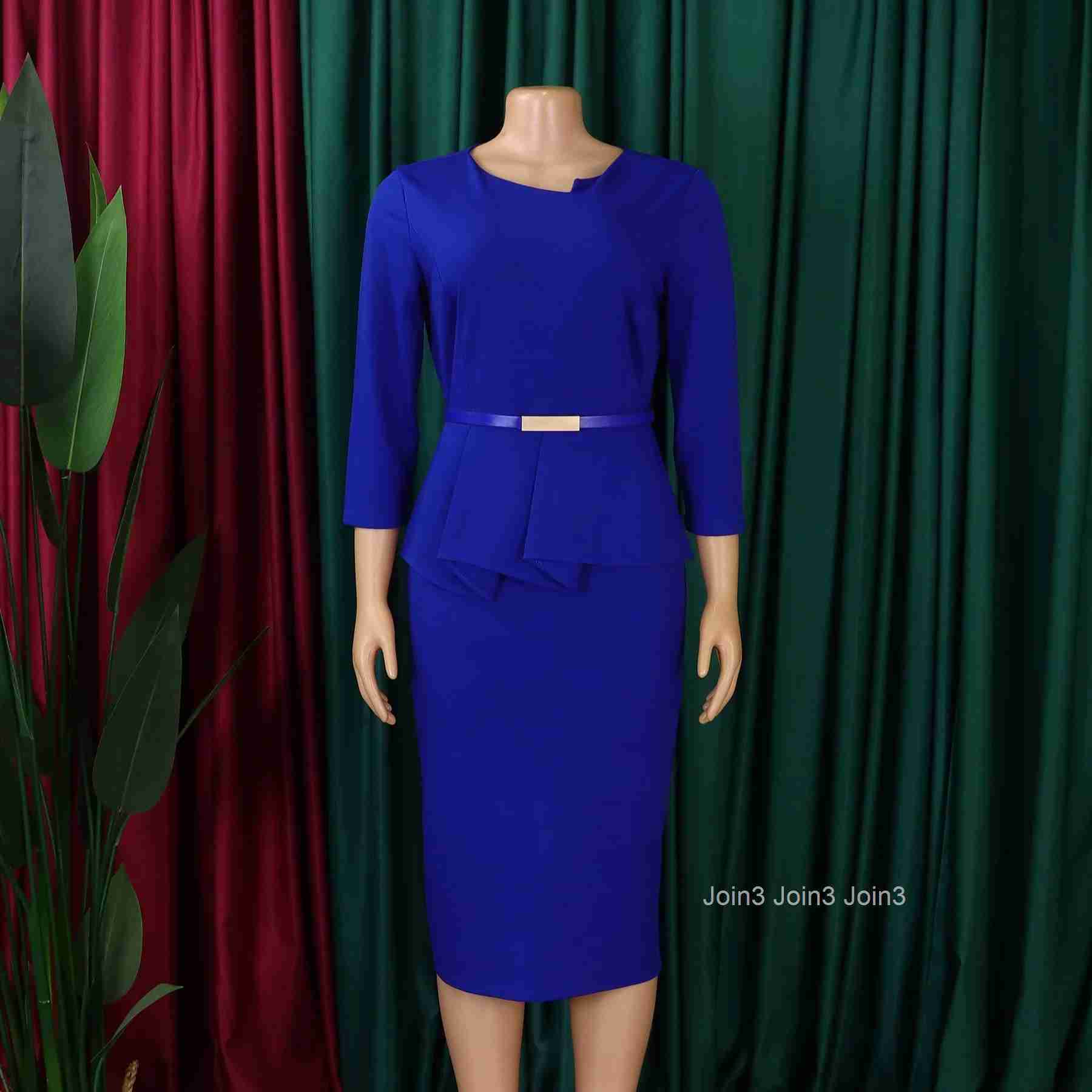 Elegant Office Dresses for Women O Neck Short Sleeve Sheath Package Hips Mid Calf Formal Business Work Wear Dress Midi Cloth New