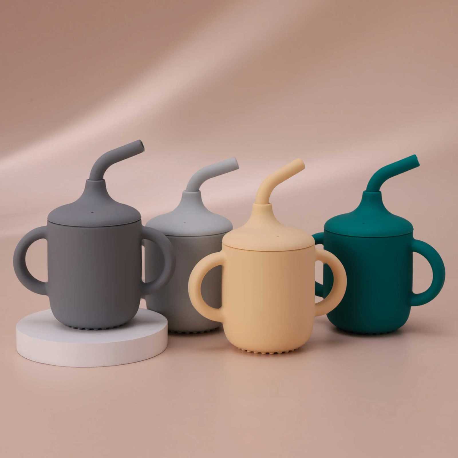 1PCS Baby Silicone Straw Cup BPA Free Leak-Proof Learning Cup Dual Handle Travel Feeding Training Cup Toddler Drinking Water Cup X250806