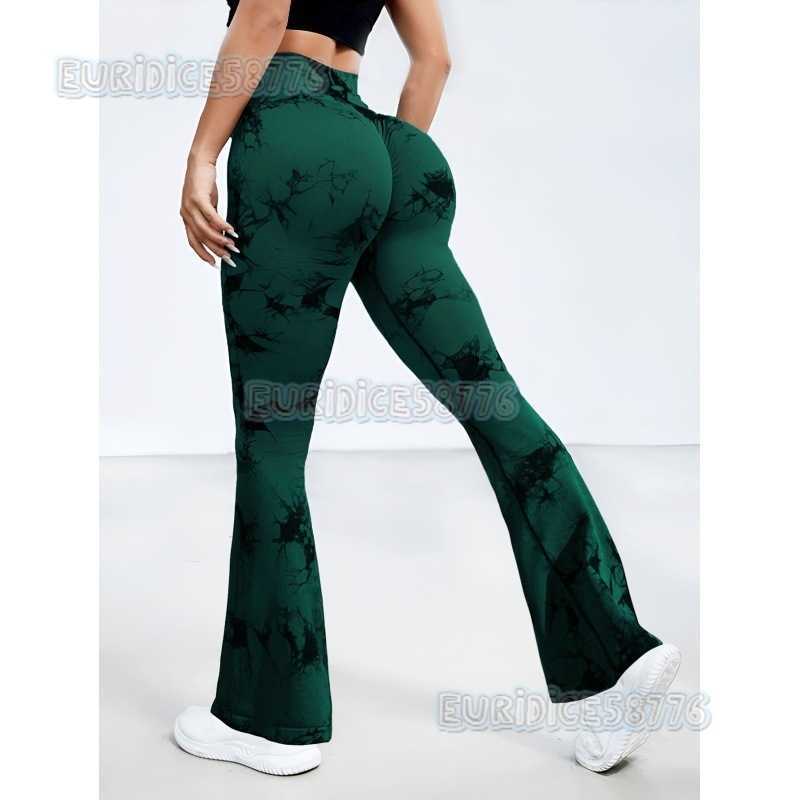 Tie-dye Flared Pants Women Fitness Pants Tight Peach Hip Breathable High Waist Slim Wide-leg Yoga Pants Flared Pants H250806 002