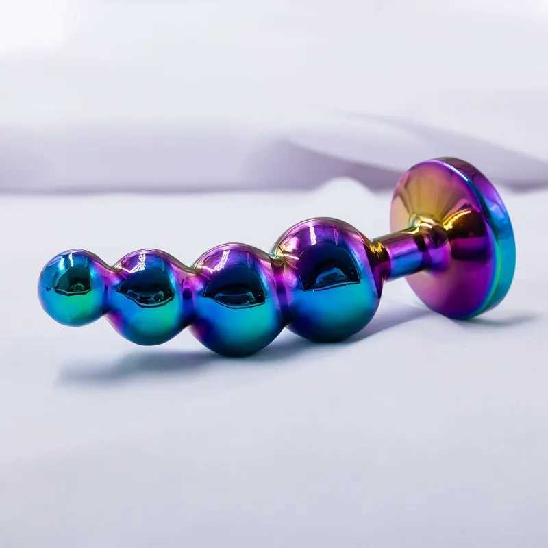 New Colorful Anal Plug Metal Anal Beads Butt Plug Metal Dildo G-spot Stimulating Prostate Massager Sex Toys for Men and Women XJ250806