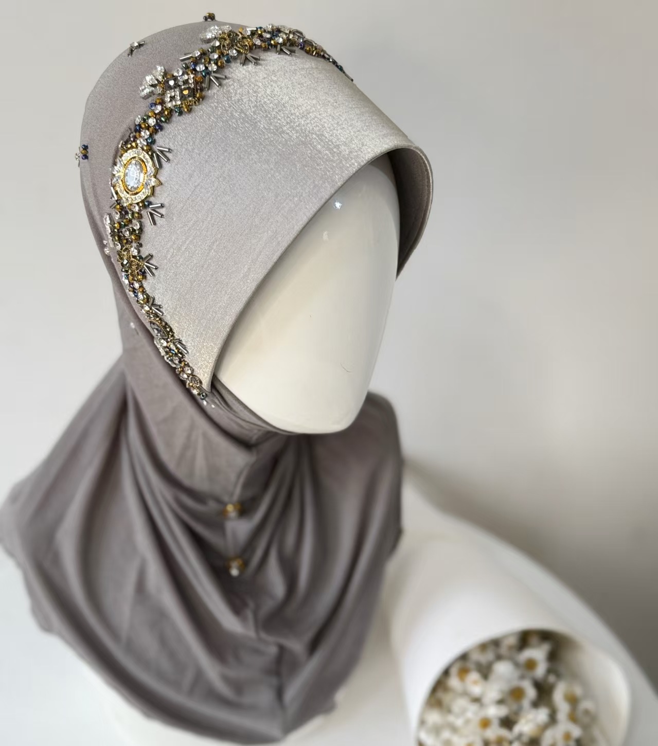 T1406 pure handmade hard brim hat star tao yarn head scarf square