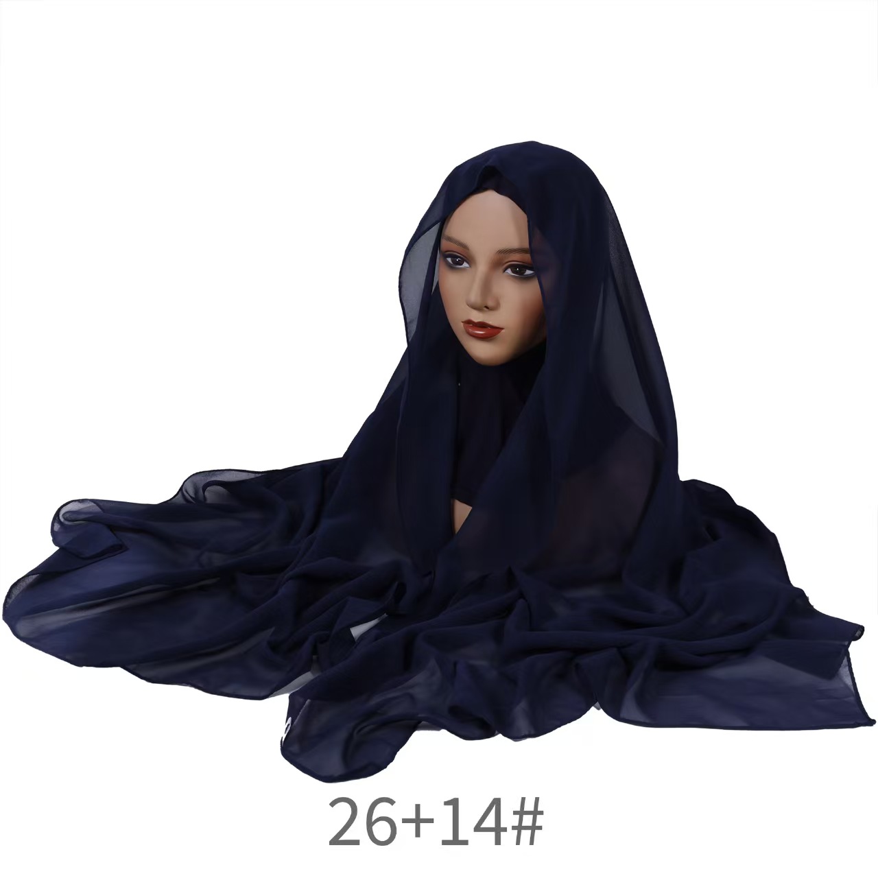 T1401 new chiffon headscarf bottoming hat set monochrome pearl chiffon headscarf