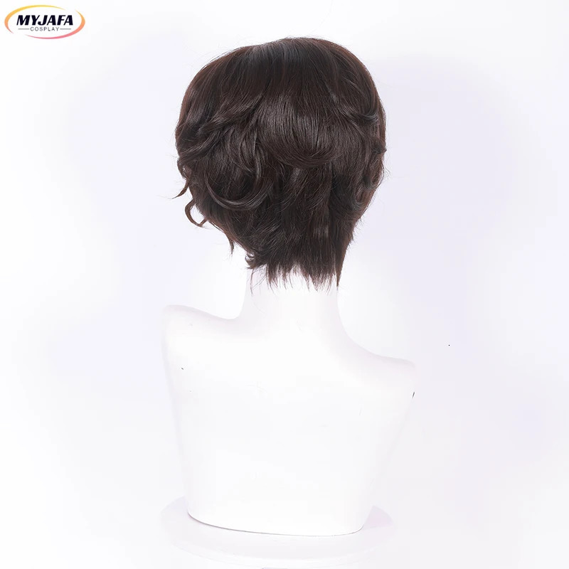 High Quality Dazai Osamu Cosplay Wig Anime Cosplay Short Brown Heat Resistant Synthetic Hair Wigs Wig Cap 250805