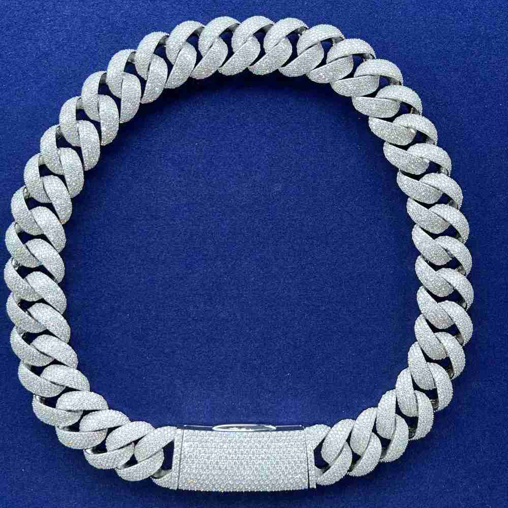 Cuban Link Chain 18mm 20mm Hiphop 925 Silver Iced Out Miami Bold Necklace VVS Moissanite Cuban Chain