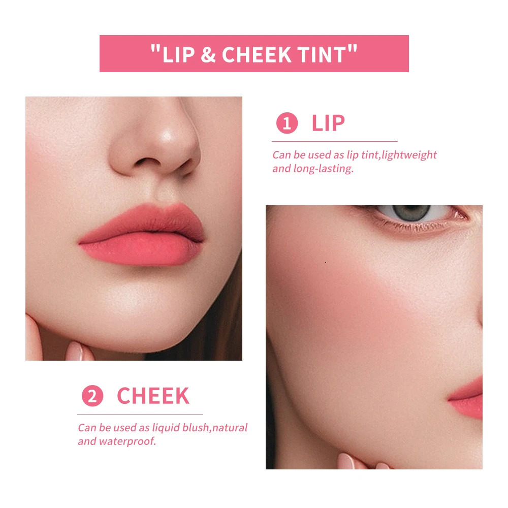 6Colors Water Lip Stain Lip Glaze Long Lasting Lip Ink Face Lip Dual Purpose Waterproof Liquid Cosmetic Makeup 250805