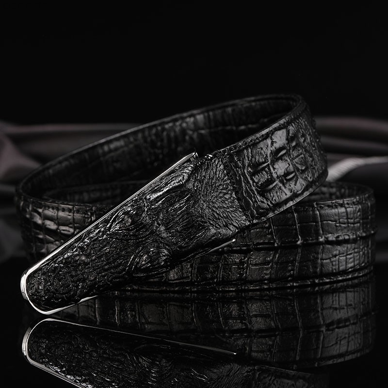 Leather Mens Belt Skin Belt Genuine Leather Alligator Strap Head Belt Real Cowhide 250102